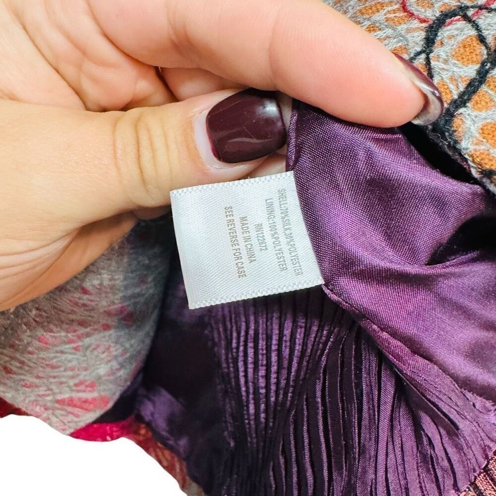 Vintage Lindi Silk-Blend Embroidered Patchwork Coat Size Small - Picture 9 of 12